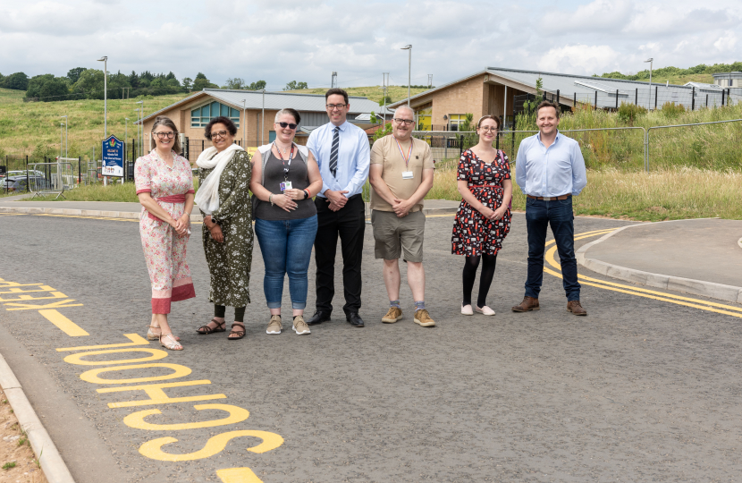 Rachel with Headteacher Tasnim Koser and local Councillors at Holyoakes Field First School