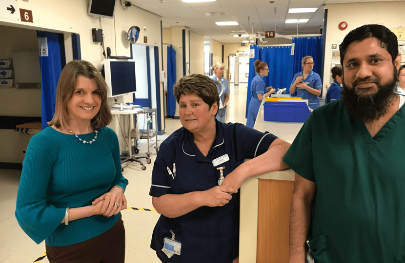 Rachel chats with staff at the Alexandra Hospital’s busy A&E Department.