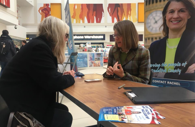 Rachel Maclean, MP for Redditch County, will be in the Kingfisher Centre on Saturday (24 February) to meet with shoppers and constituents.
