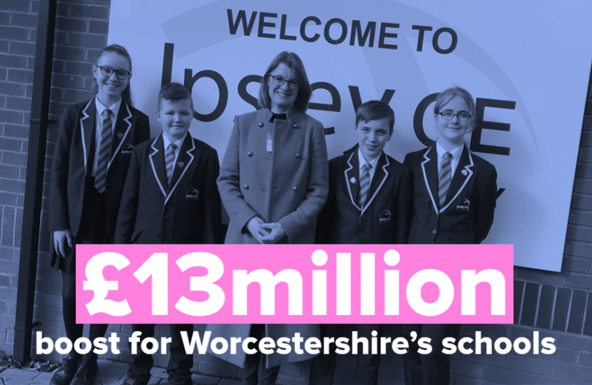 The £13million funding boost for Worcestershire’s schools to create more good school places in the county has been welcomed by Rachel.