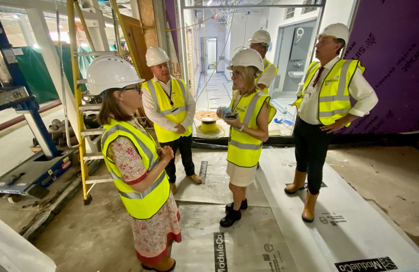 Rachel visiting the brand-new operating theatre complex at the Alex