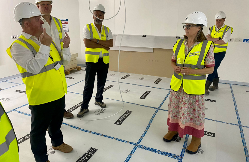 Rachel visiting the brand-new operating theatre complex at the Alex