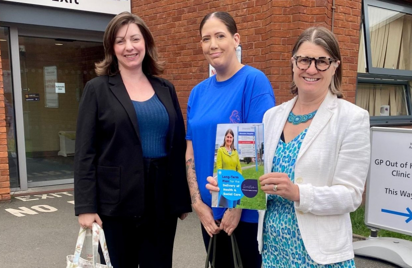 Rachel with Cllr Emma Marshall and Kirsty Southwell at the Alexandra Hospital