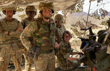Rachel with British troops in Kenya